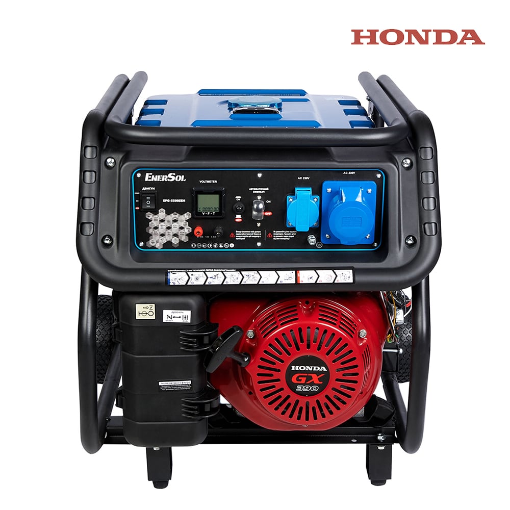 Генератор бензиновий EnerSol 230В 5/5.5кВт електростартер двигун Honda GX-390 89кг