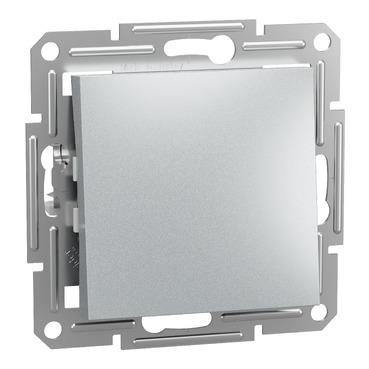 Вимикач 1-клавішний Schneider Electric, Asfora (алюміній, без рамки, самозажимний)