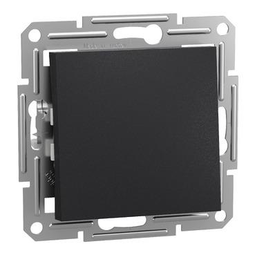 Вимикач 1-клавішний Schneider Electric, Asfora (антрацит, без рамки, самозажимний)