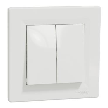 Вимикач 2-клавішний Schneider Electric, Asfora (білий, самозажимний)