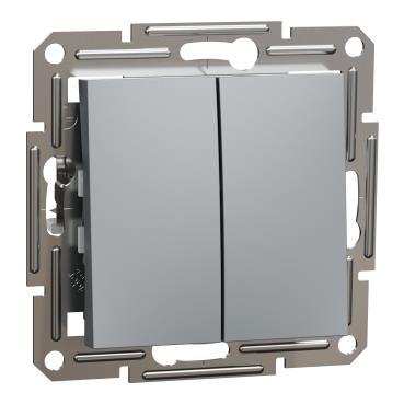 Вимикач 2-клавішний Schneider Electric, Asfora (сталь, без рамки, самозажимний)