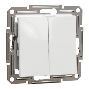 Вимикач 2-клавішний Schneider Electric, Asfora (білий, без рамки)