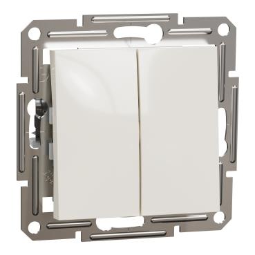 Вимикач 2-клавішний Schneider Electric, Asfora (кремовий, без рамки)