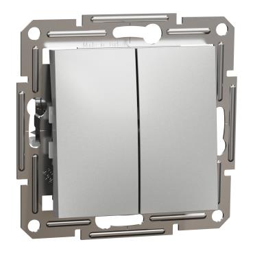 Перемикач 2-клавішний Schneider Electric, Asfora (алюміній, без рамки, самозажимний)