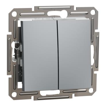Перемикач 2-клавішний Schneider Electric, Asfora (сталь, без рамки, самозажимний)
