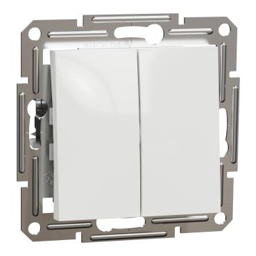 Перемикач 2-клавішний Schneider Electric, Asfora (білий, без рамки)