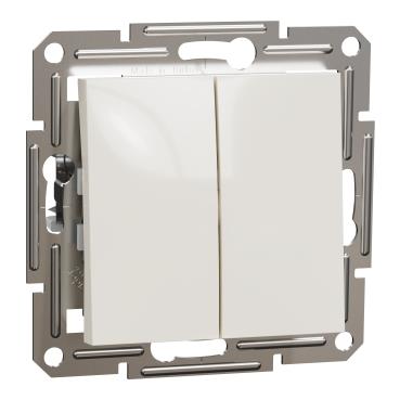 Перемикач 2-клавішний Schneider Electric, Asfora (кремовий, без рамки)
