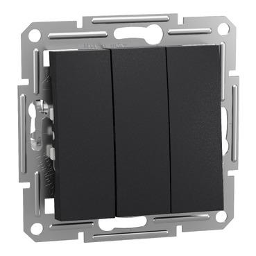 Вимикач 3-х клавішний Schneider Electric, Asfora (антрацит, без рамки)