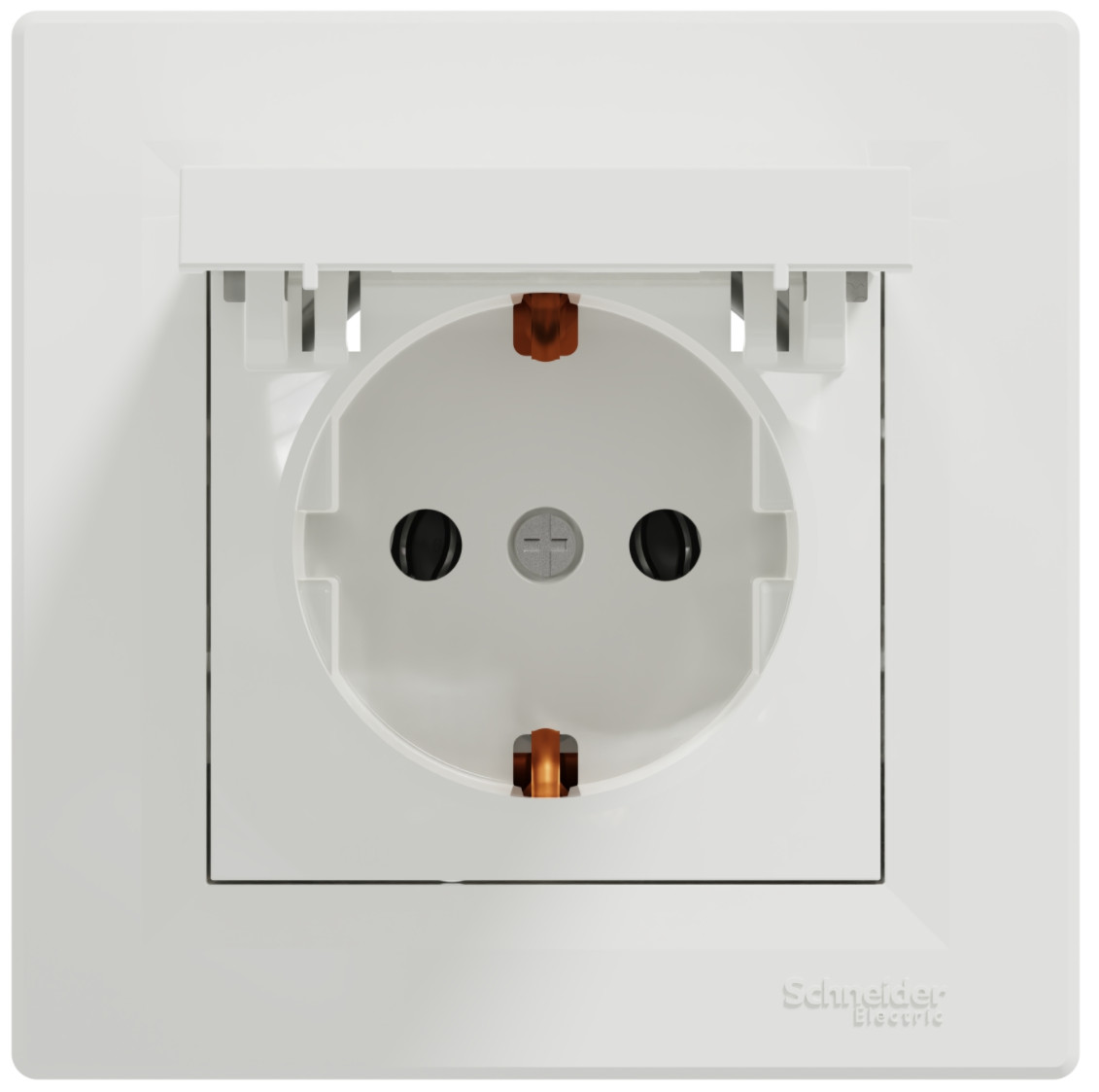 Розетка з з/к та кришкою Schneider Electric, Asfora (білий)
