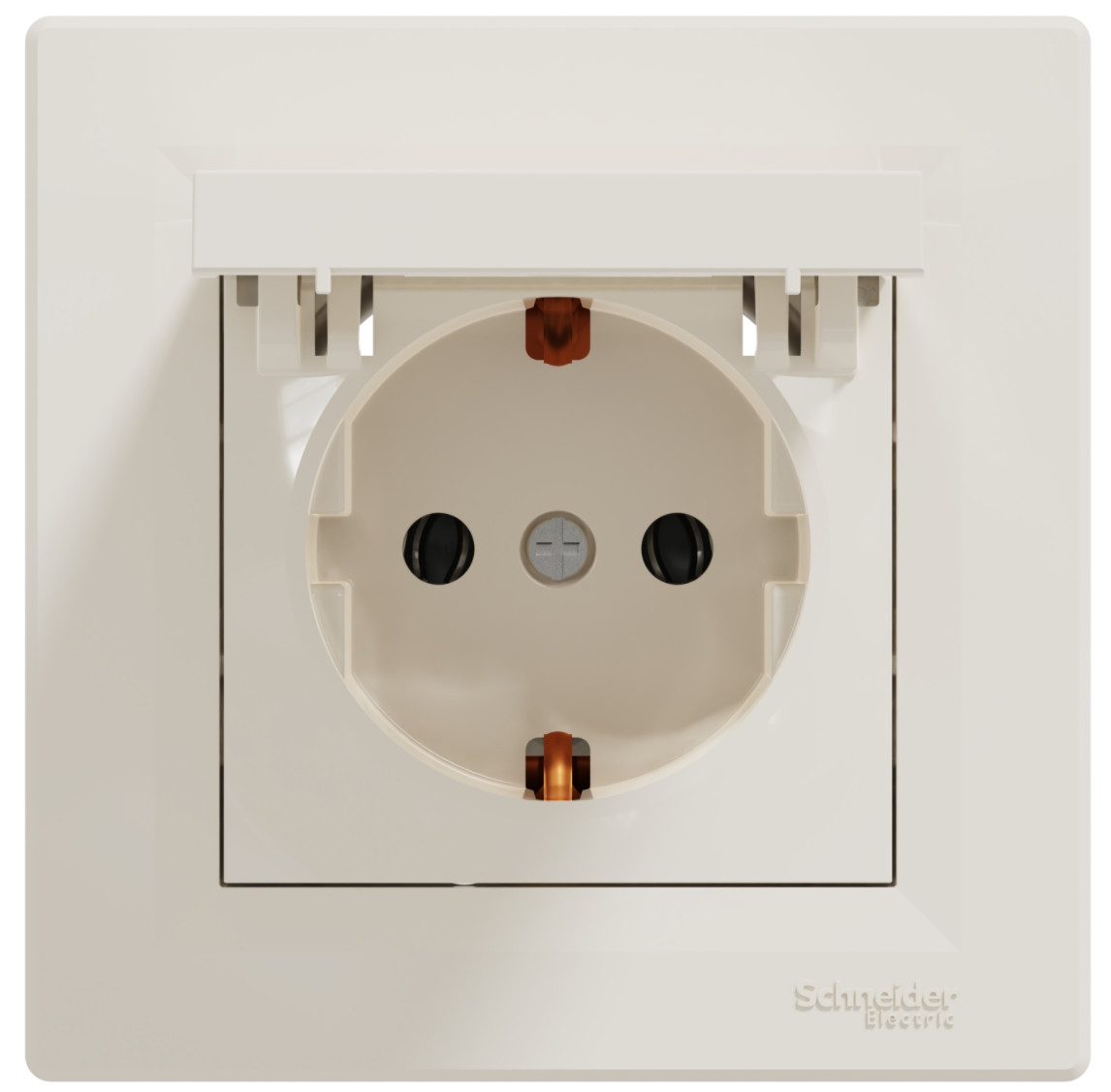 Розетка з з/к та кришкою Schneider Electric, Asfora (кремовий)