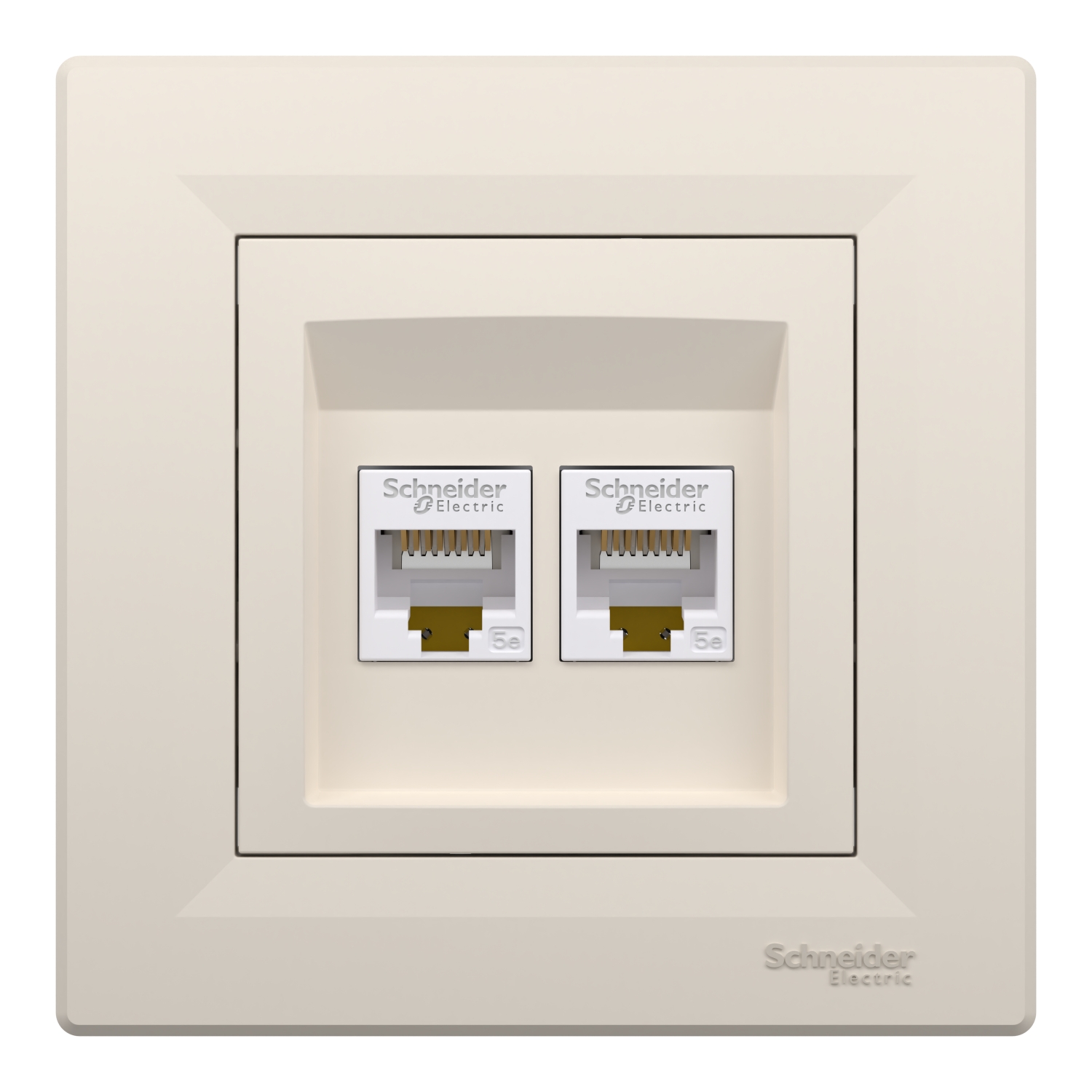 Розетка подвійна комп'ютерна RJ45 Schneider Electric, Asfora (кремовий)