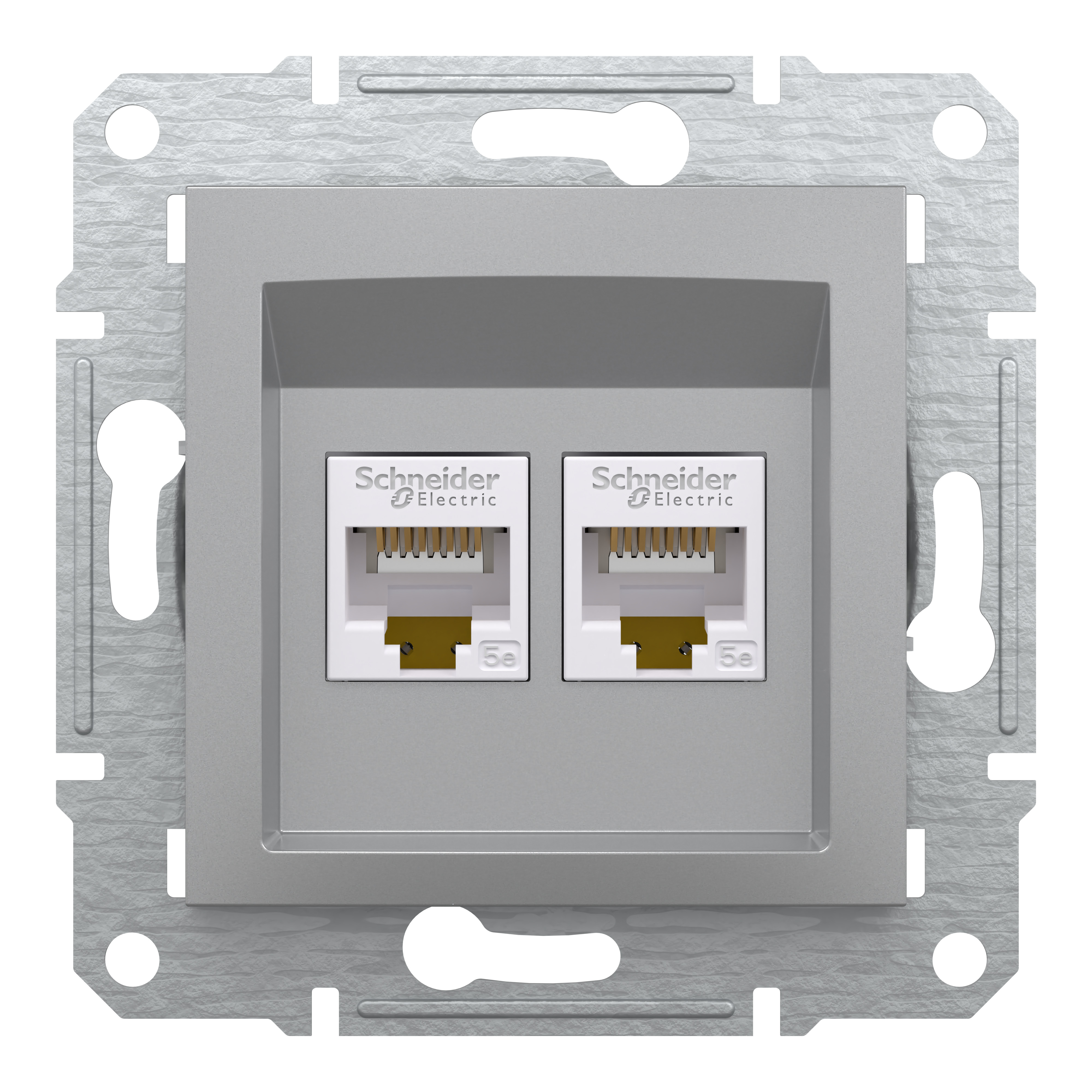 Розетка подвійна комп'ютерна RJ45 Schneider Electric, Asfora (алюміній, без рамки)