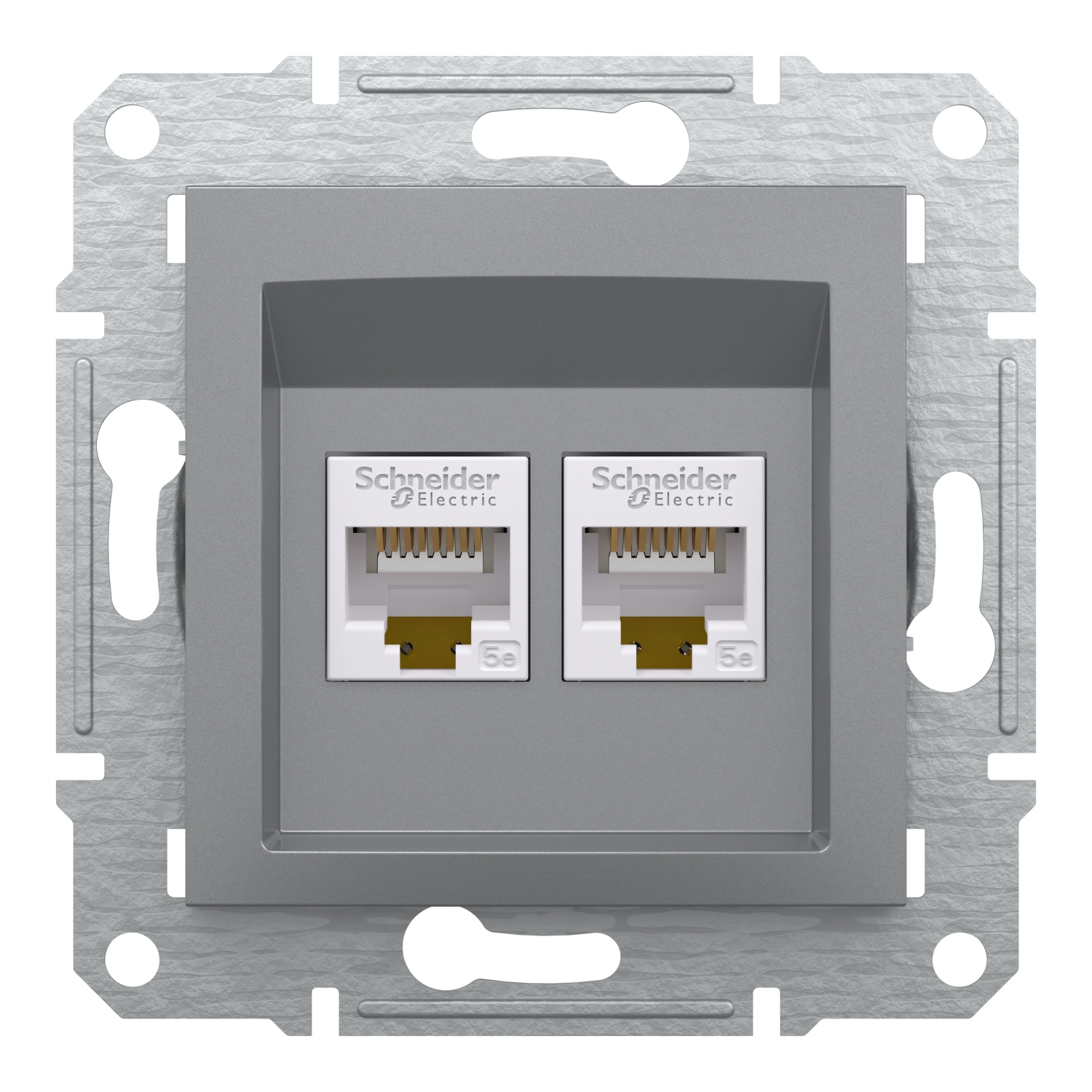 Розетка подвійна комп'ютерна RJ45 Schneider Electric, Asfora (сталь, без рамки)