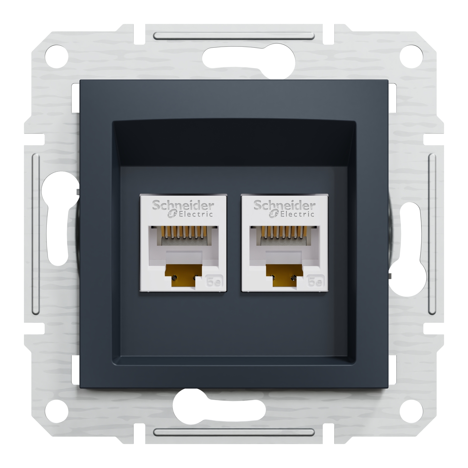 Розетка подвійна комп'ютерна RJ45 Schneider Electric, Asfora (антрацит, без рамки)