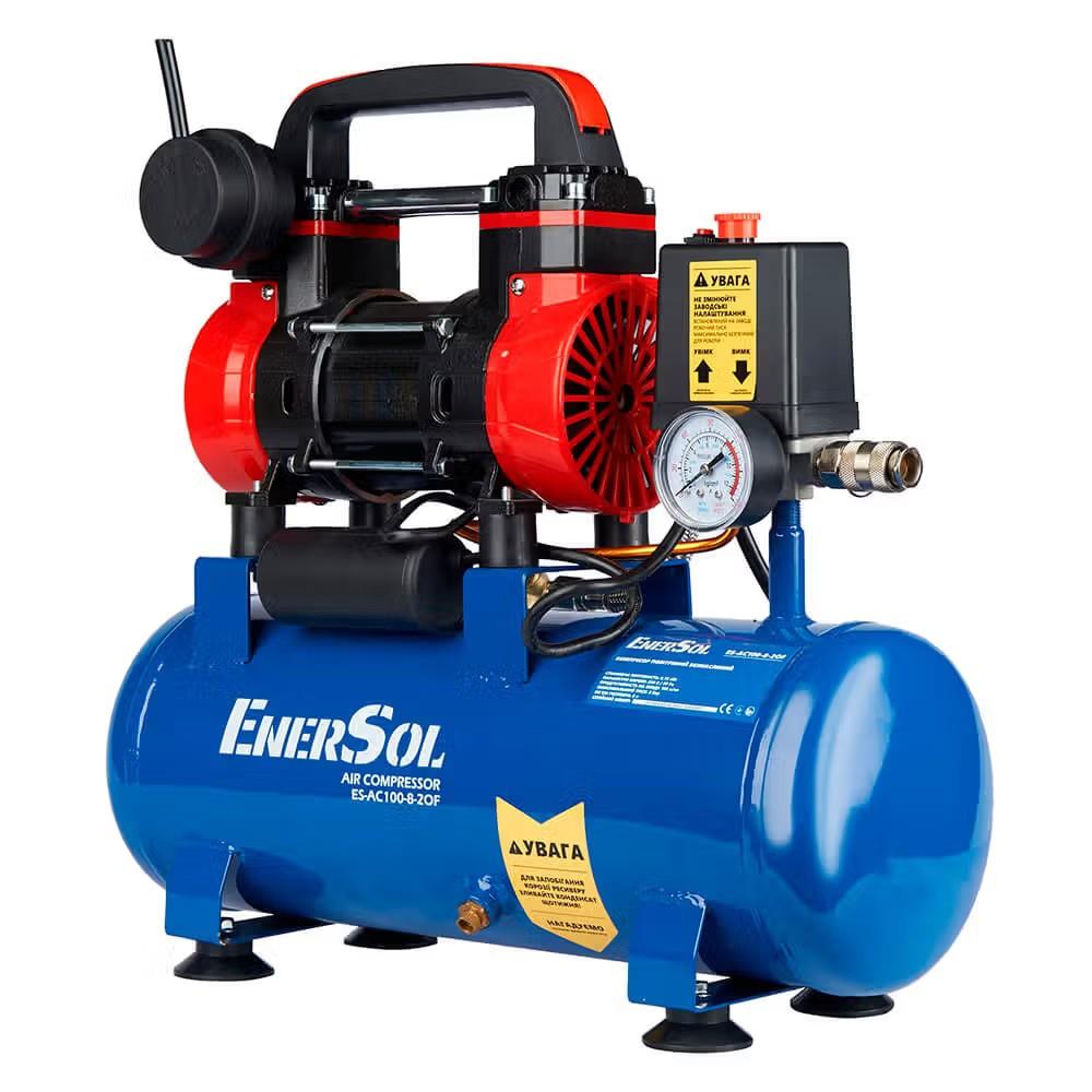 Компресор повітряний EnerSol ES-AC100-8-2OF безолійний 0.75кВт, 8л, 100л/хв, 8бар, 10кг