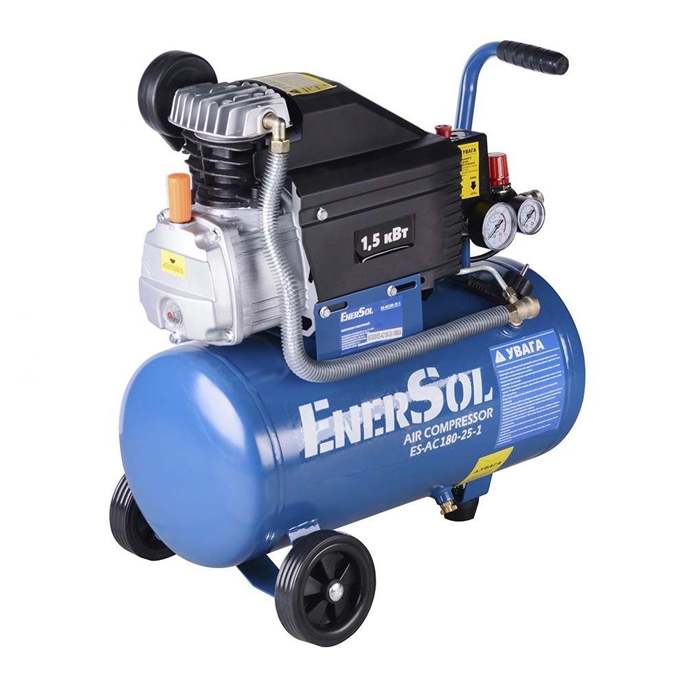 Компресор повітряний EnerSol ES-AC180-25-1 1.5кВт, 25л, 180л/хв, 8бар, 20кг