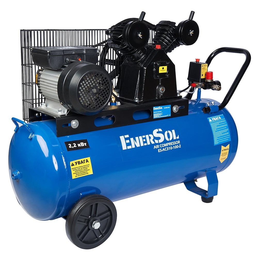 Компресор повітряний EnerSol ES-AC310-100-2 безолійний 2.2кВт, 100л, 311л/хв, 8бар, 69.4кг