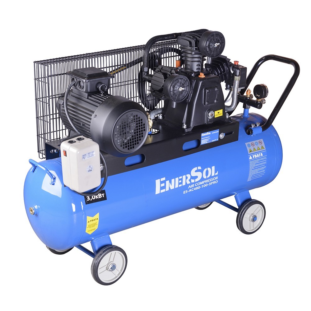 Компресор повітряний EnerSol ES-ES-AC480-100-3PRO 3кВт, 100л, 480л/хв, 12.5бар, 88.2кг