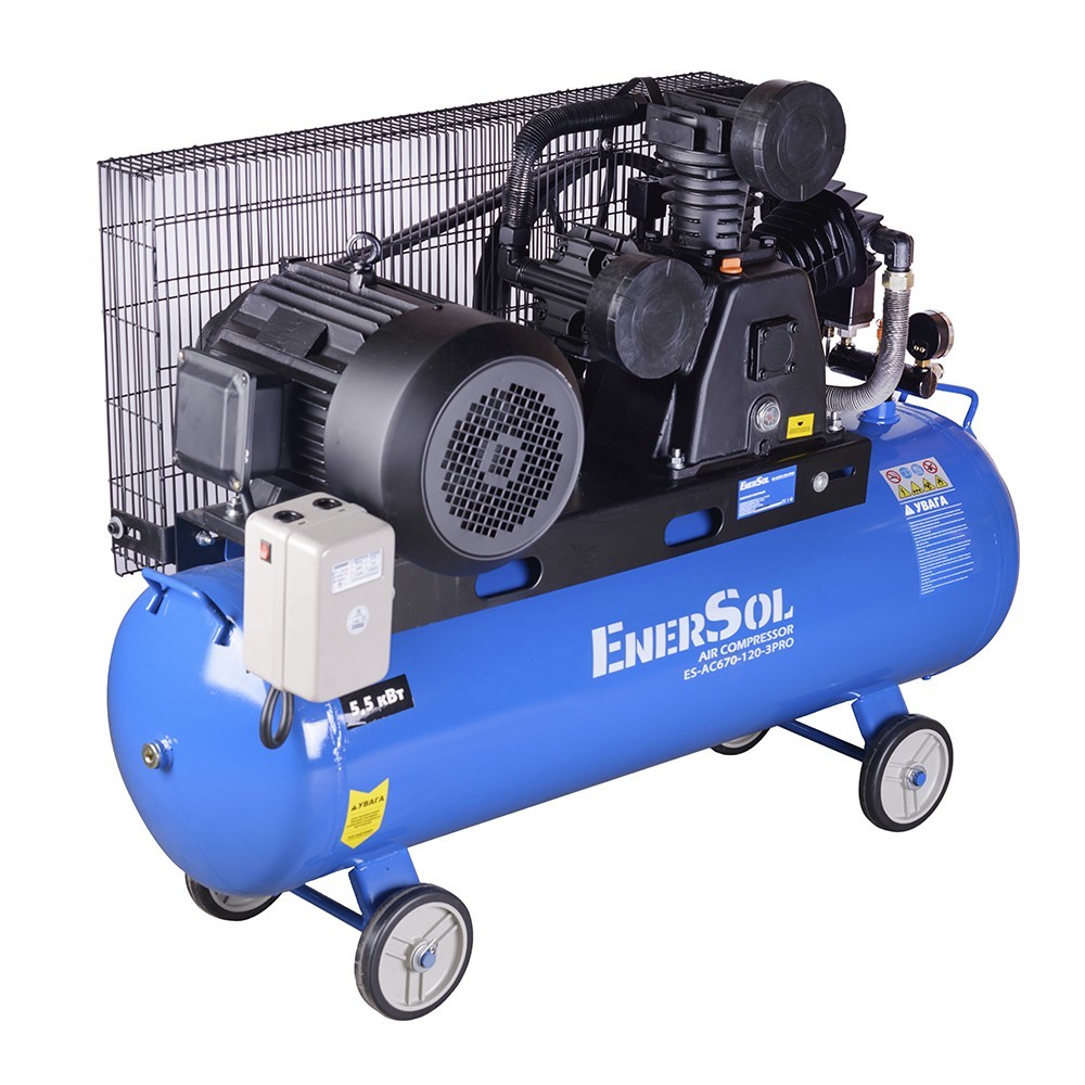 Компресор повітряний EnerSol ES-AC670-120-3PRO 5.5кВт, 120л, 670л/хв, 12.5бар, 176кг