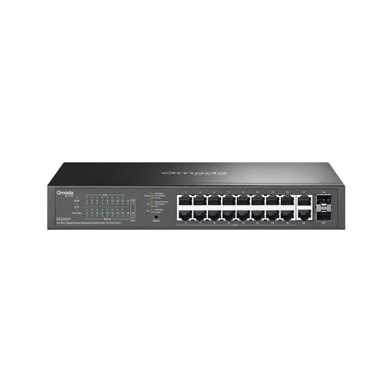 Комутатор TP-LINK ES220GP 18xGE (16xPoE), 250W, 2xSFP, WebSmart