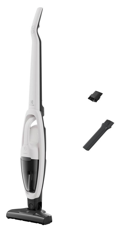 Пилосос Electrolux безпровідний, конт пил -0.3л, автон. робота до 45хв, вага-2.65кг, НЕРА, 2в1, турбо-щітка, 2 насадки, білий
