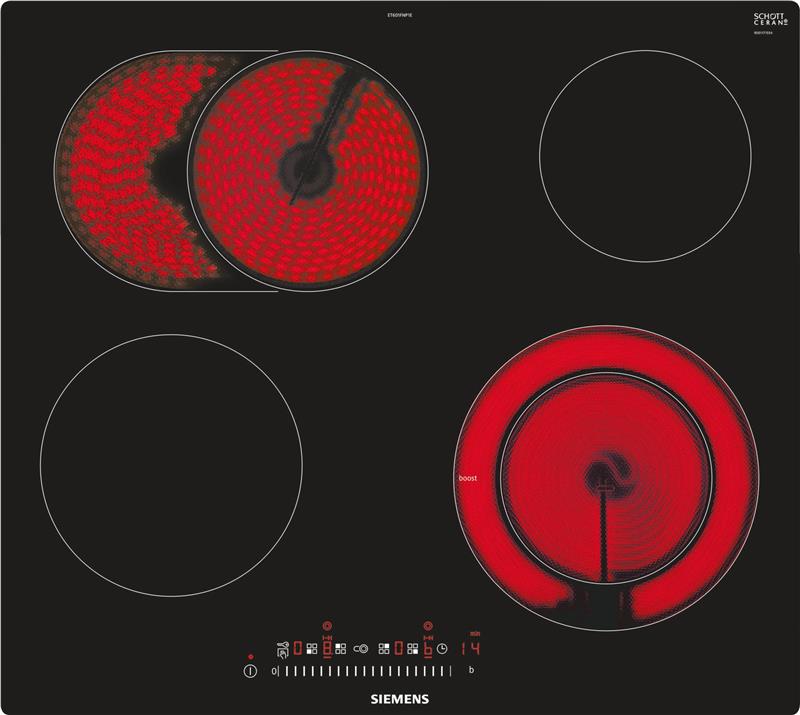 Варочная поверхность стеклокерамическая Siemens ET601FNP1E -60см/4 конф/1расш+1двухконт/сенсор/черн