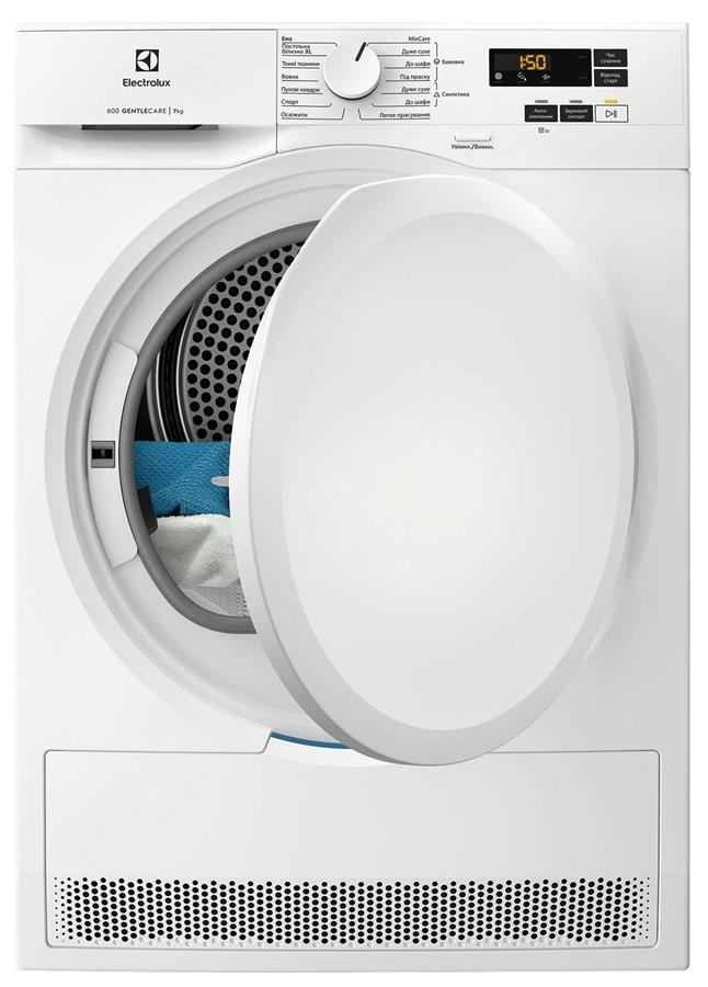 Сушильна машина Electrolux тепловий насос, 7кг, A++, 64см, дисплей, білий