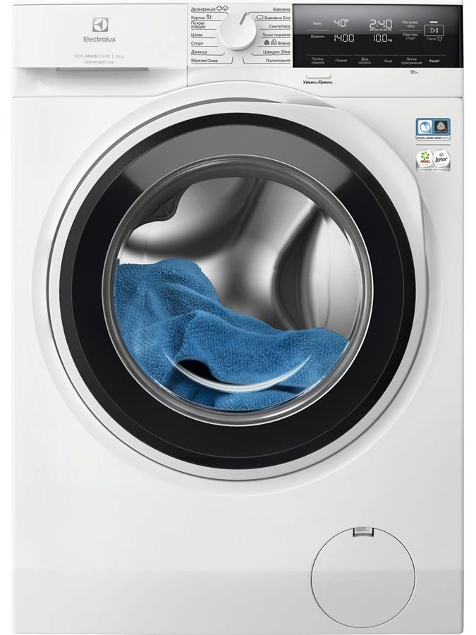 Пральна машина Electrolux фронтальна, 10кг, 1400, A, 66см, дисплей, пара, інвертор, universaldose, білий