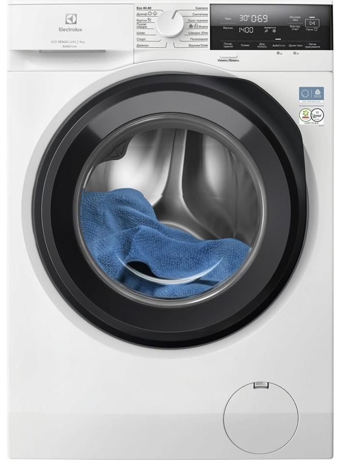 Пральна машина Electrolux фронтальна, 9кг, 1400, A, 66см, дисплей, пара, інвертор, автодоз, білий