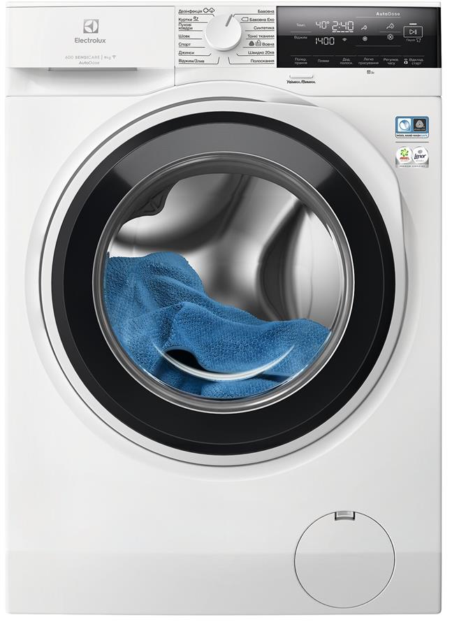 Пральна машина Electrolux фронтальна, 9кг, 1400, A, 66см, дисплей, пара, інвертор, автодоз, білий