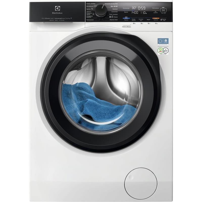 Прально-сушильна машина Electrolux фронтальна, 11(7)кг, 1600, D, 64см, дисплей, пара, інвертор, universaldose, білий