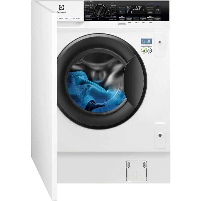 Прально-сушильна машина Electrolux вбудована фронтальна, 8(4)кг, 1600, D, 54см, дисплей, пара, інвертор, білий