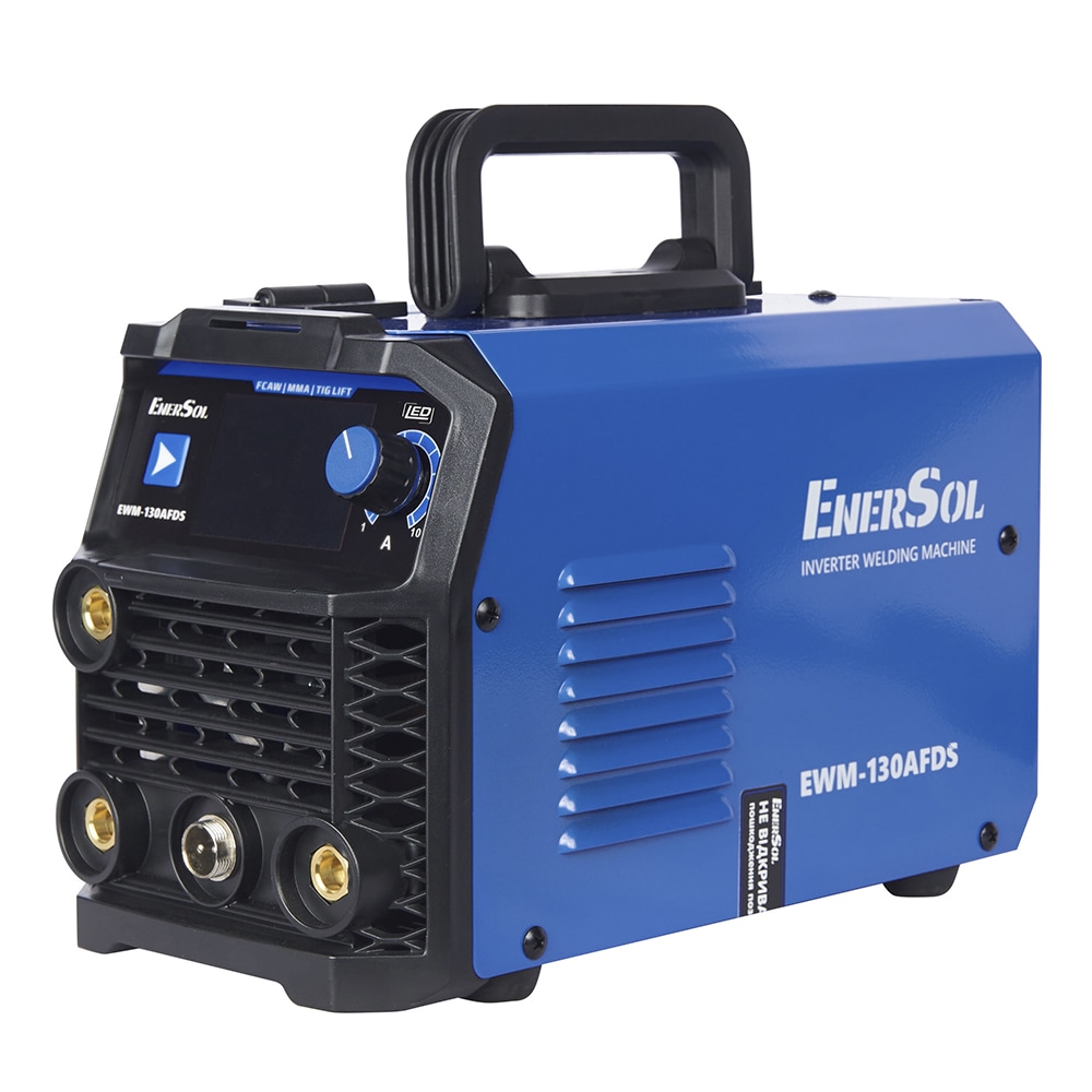 Зварювальний напівавтомат інверторний EnerSol EWM-130AFDS (дріт 0.8мм + електрод 4мм) 20-160А 5.1кВт 160-260В 5.49кг