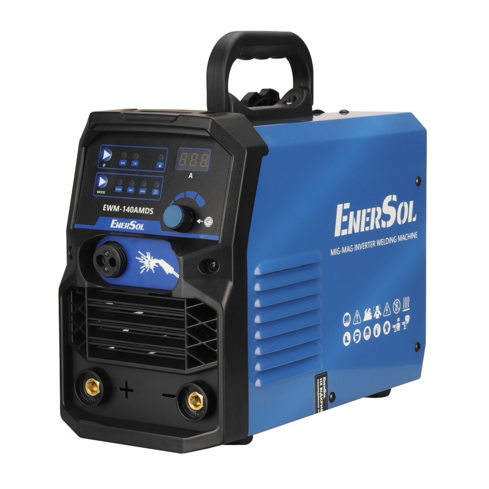 Зварювальний напівавтомат інверторний EnerSol EWM-140AMDS (дріт до 1мм + електрод до 4мм) 20-140А 6.1кВт 160-260В 7кг