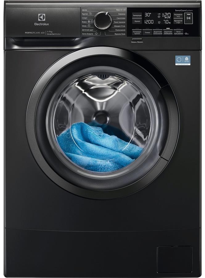 Пральна машина Electrolux фронтальна, 7кг, 1200, A, 48см, дисплей, інвертор, сріблястий темний