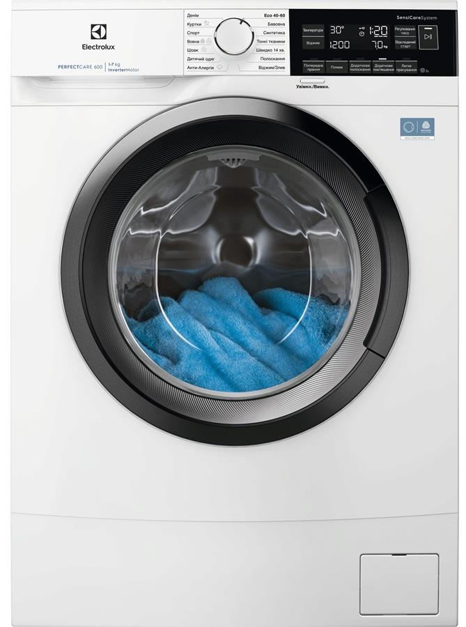 Пральна машина Electrolux фронтальна, 7кг, 1400, A, 48см, дисплей, інвертор, білий