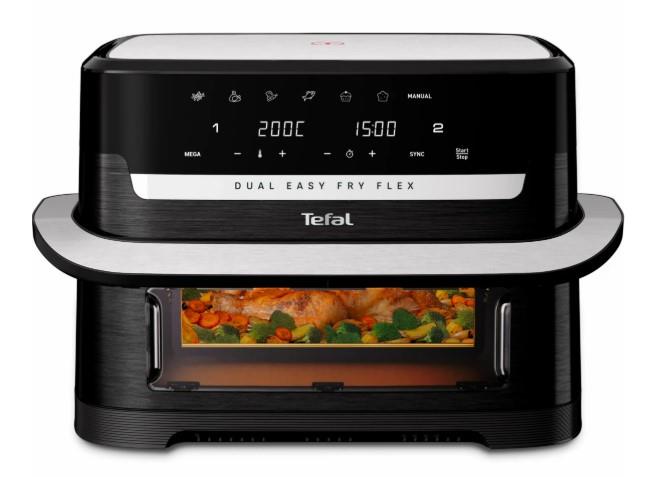 Мультипіч Tefal Dual Easy Fry Flex, 2700Вт, чаша-5.5+3.5л, сенсорне керув., з віконцем, 2 чаши, гриль, пластик, чорний