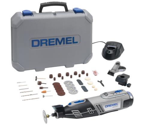 Шлифовально-гравировальная машина Dremel 8220-2/45, аккумуляторная, 12В, 2х2Ah, ЗУ, 5000-35000об/мин, 45 насадок, 25см, 0.66кг, 