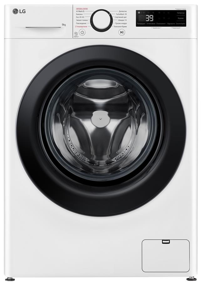 Пральна машина LG фронтальна, 9кг, 1200, A, 48см, дисплей, пара, інвертор, білий