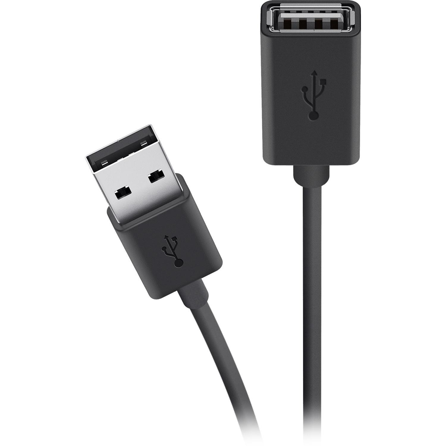 Кабель Belkin USB-A > USB-AF заряджання/синхронізації 3м, чорний