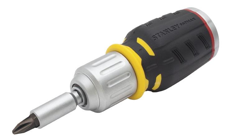 Отвертка Stanley, FatMax Stubby, битодержатель реверсный 1/4", 6 сменных бит