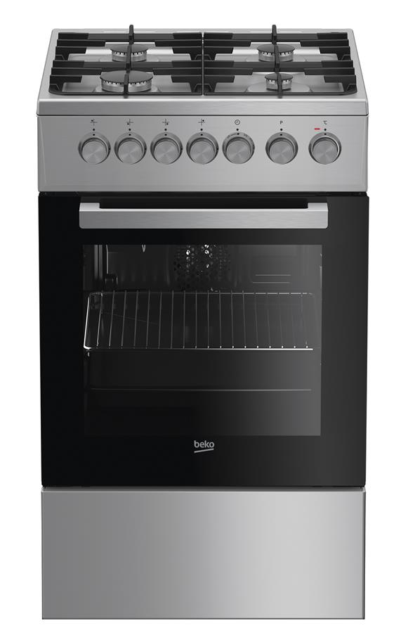 Плита комбинированная Beko FSE52130DX - 50х60 см/газ-контр/чугун/55л/6 прогр./нерж. сталь