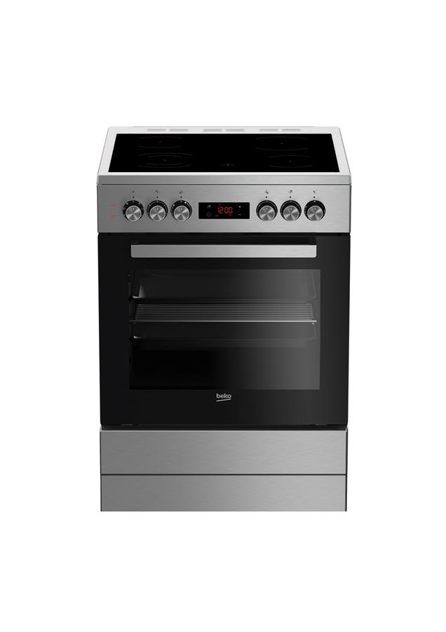 Плита электрическая Beko FSE67310GX -стеклокерамика/60х60 см/дисплей/66л/6 программ/нерж. сталь