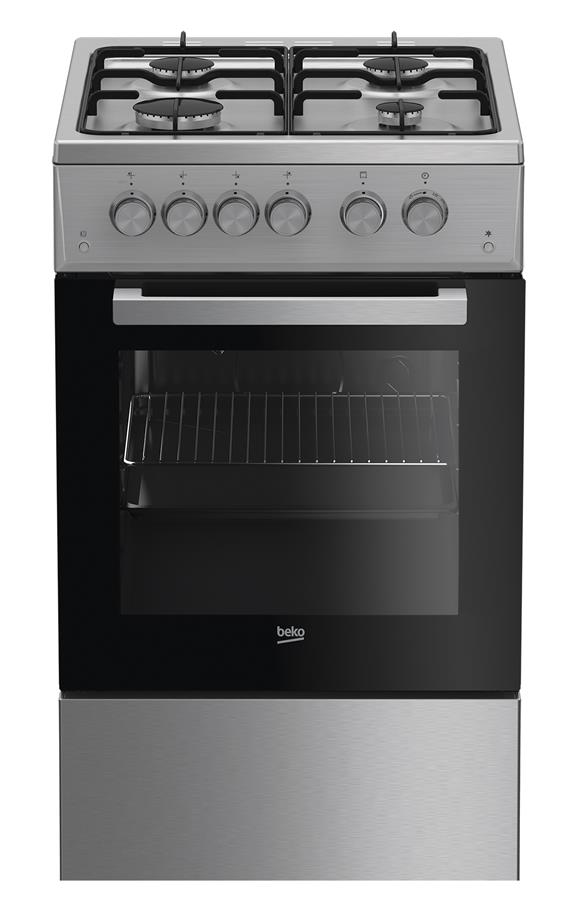 Плита газовая Beko FSGT52125GX - 50х60 см/4 конфорки/чугунные решетки/гриль/нерж. сталь