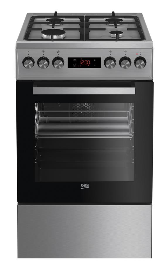 Плита комбинированная Beko FSM52335DXDS - 50х60 см/газ-контр/чугун/60л/8 прогр./диспл/нерж. сталь