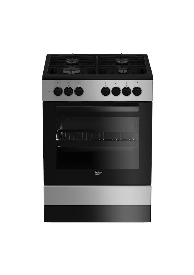 Плита комбинированная Beko FSM62120DS - 60х60 см/4 конфорки/эмал. решетки/65л/8 прогр./серебро