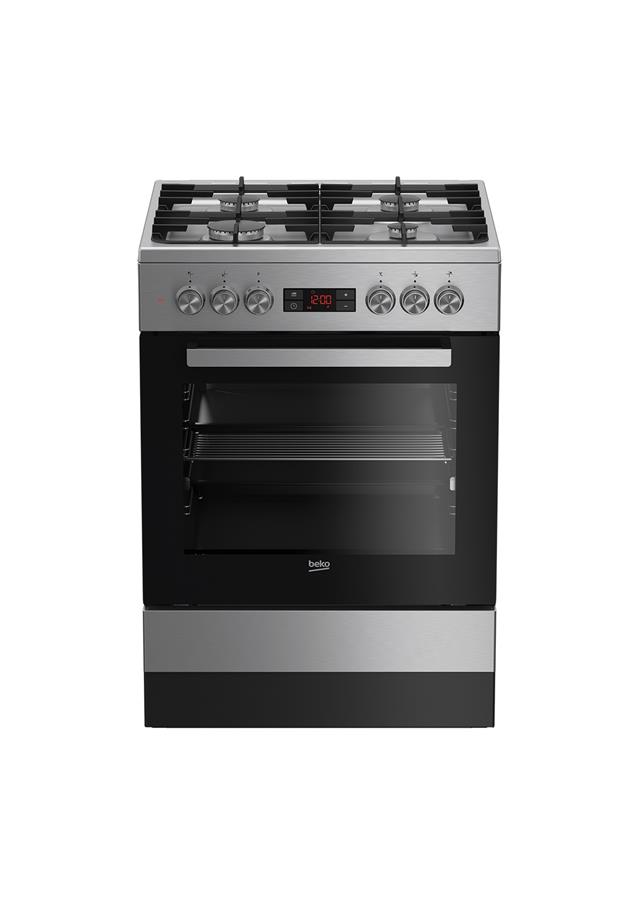 Плита комбинированная Beko FSM62331DXT - 60х60 см/газ-контр/чугун/72л/8 прогр./диспл/нерж. сталь