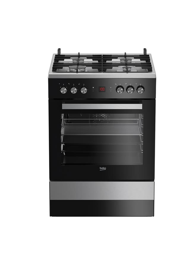 Плита комбинированная Beko FSM62530DXMS - 60х60 см/газ-контр/чугун/72л/8 прогр./диспл/чер. стекло