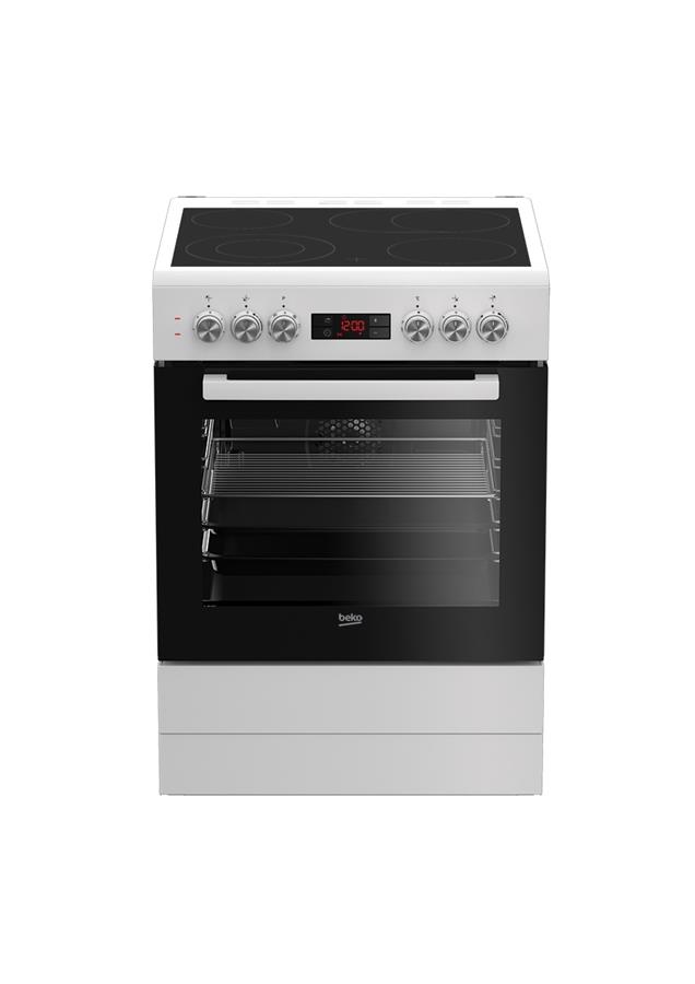 Плита электрическая Beko FSM67320GWS - стеклокерамика/60х60 см/4 зоны/8 функц/дисплей/72л/белый