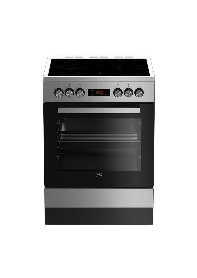 Плита электрическая Beko FSM67320GXS - стеклокерам/60х60 см/дисплей/сенсор/72л/8 прогр/нерж. сталь